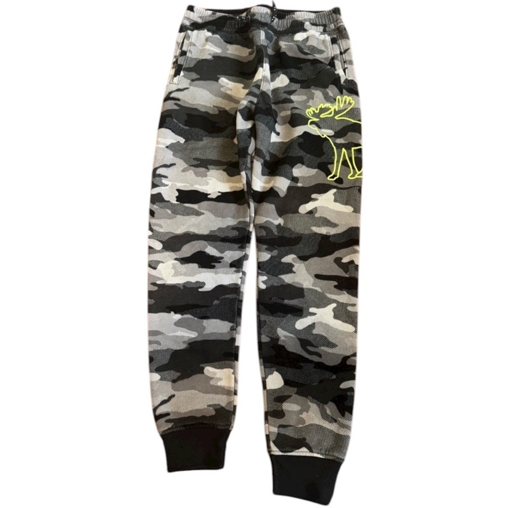 Abercrombie&Fitch Size 13/14 Kids Gray Camo Cotton Fleece Lined Jogger Pants